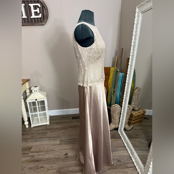 Cachet • 2 Piece Champagne Lace Satin Gown - Picture 11 of 16